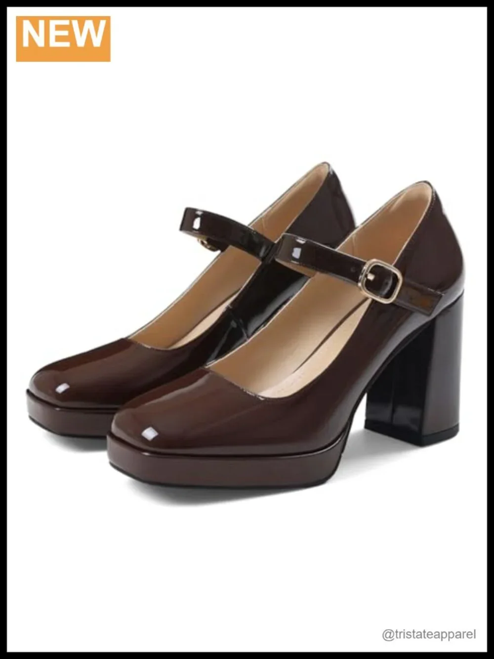 Mary Jane Chunky Heels Platform Pumps Block Heel Square Toe Wedding Dressy